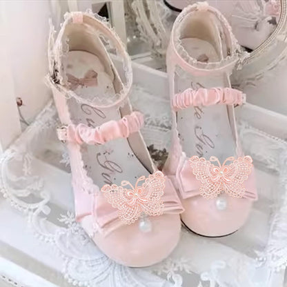 3" Butterfly Lace Edge Trim Pearl Wedding Applique DIY Sewing in peach pink 3 Yards