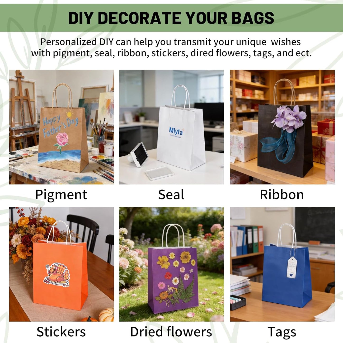 Mlyta 200 Pack 8x4.75x10 Inch Plain Medium Brown Kraft Paper Gift Bags with Handles Bulk for Goodie, Party Favor Brithday Grocery Shopping, Business Wedding Retail Craft Treat To Go, Merchandise Sacks