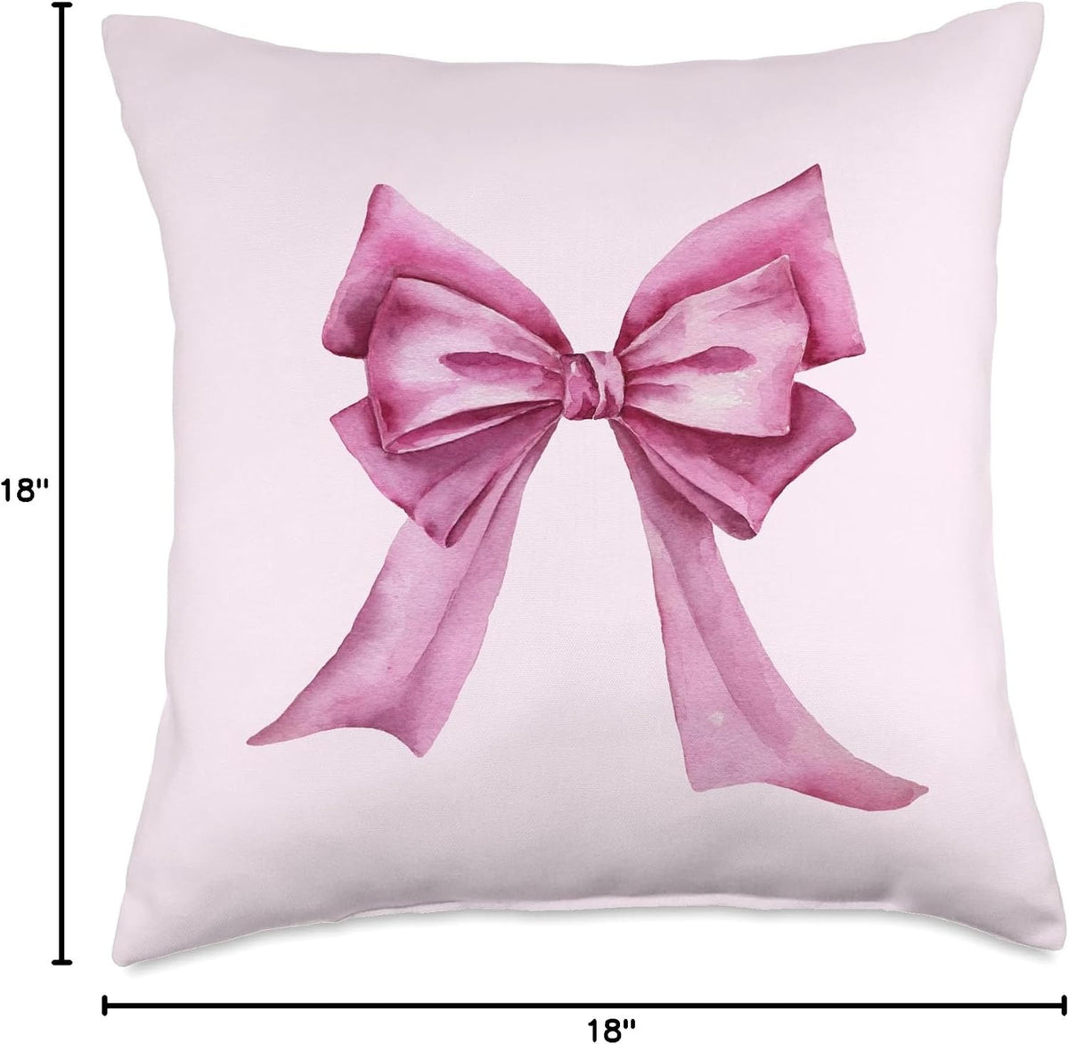 Coquette Aesthetic Girly Light Pink Bow Throw Pillow