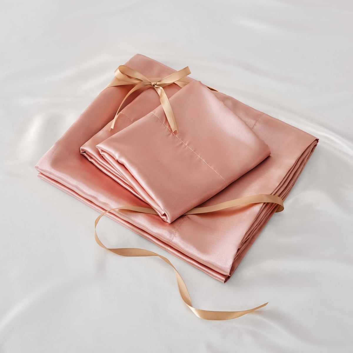Satin Sheets Twin Size Bed Set, Rose Pink, 3 Pieces