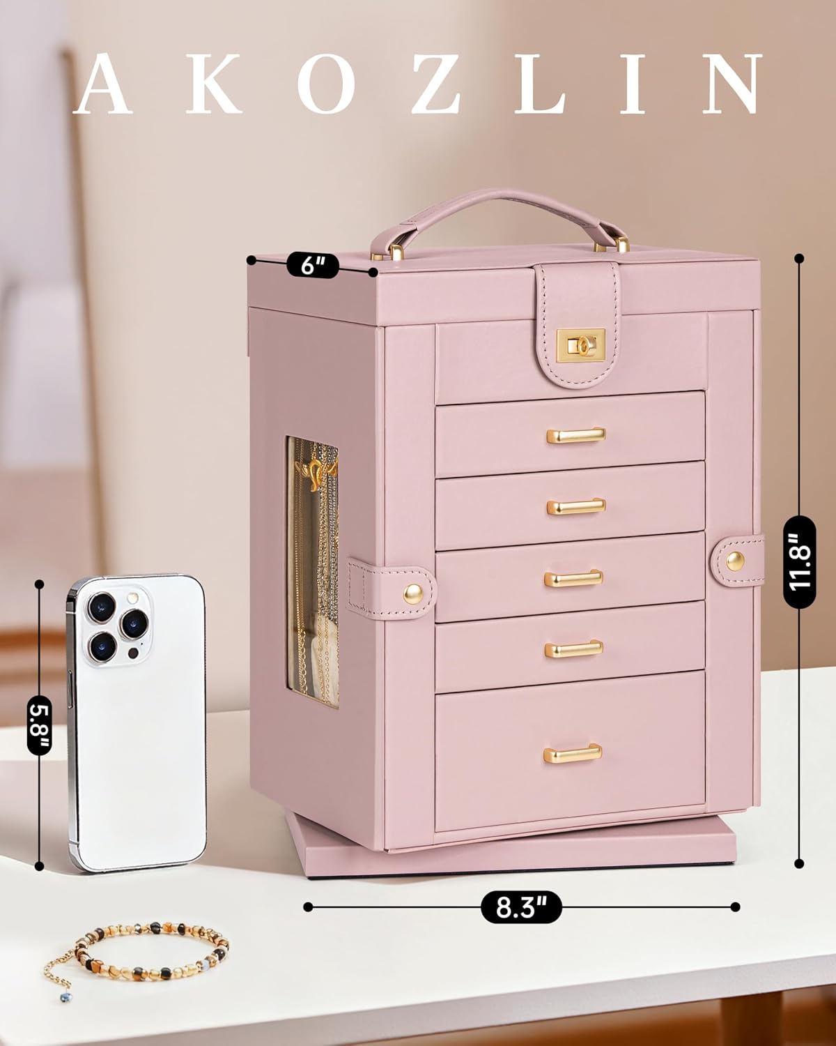 6-Tier Jewelry Box Organizer 5 Drawers Jewelry Storage Case