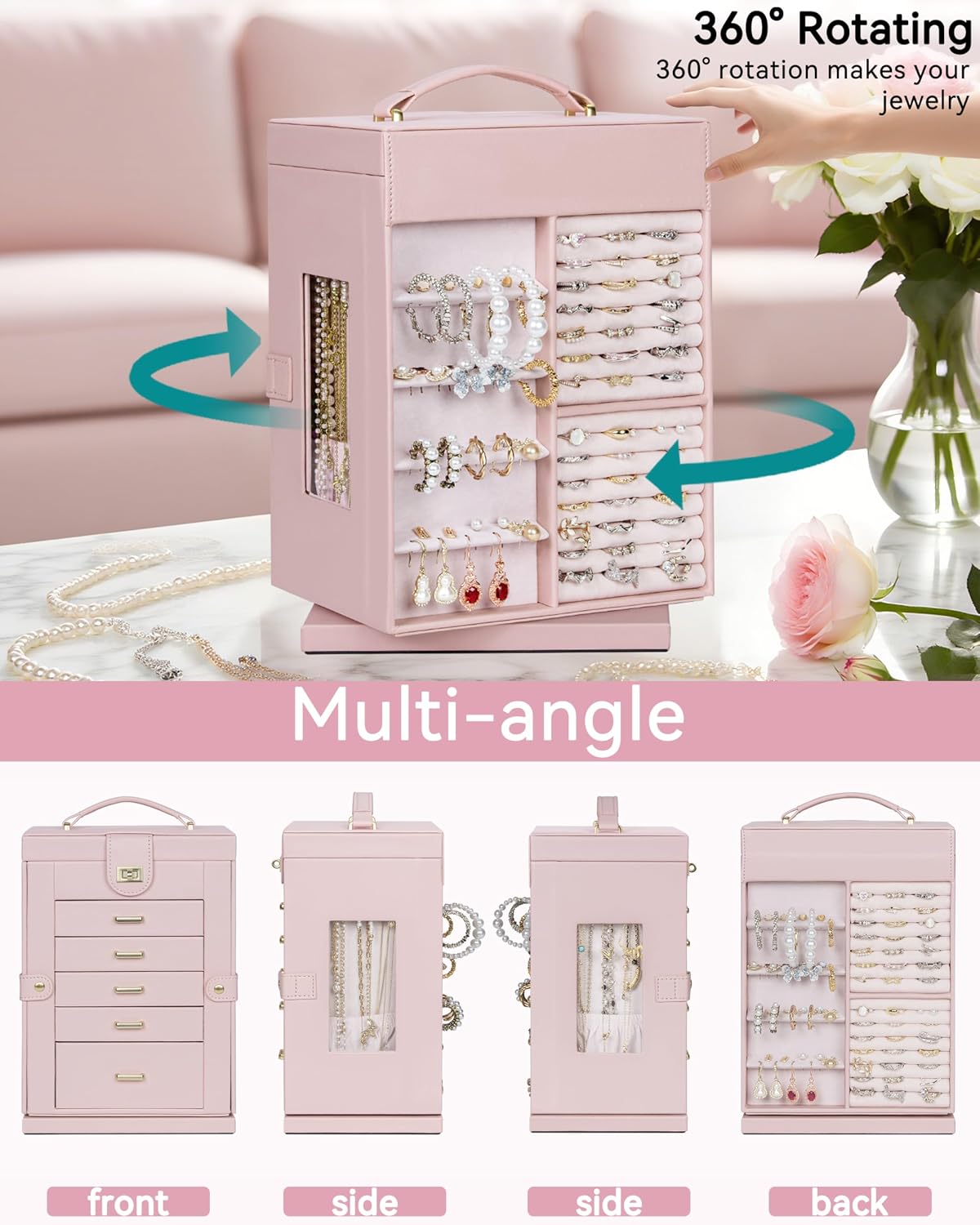 6-Tier Jewelry Box Organizer 5 Drawers Jewelry Storage Case