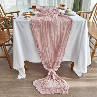 2 Pack Cheesecloth Pink Table Runner for Birthday Fall Party Home Decor