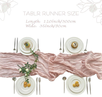 2 Pack Cheesecloth Pink Table Runner for Birthday Fall Party Home Decor