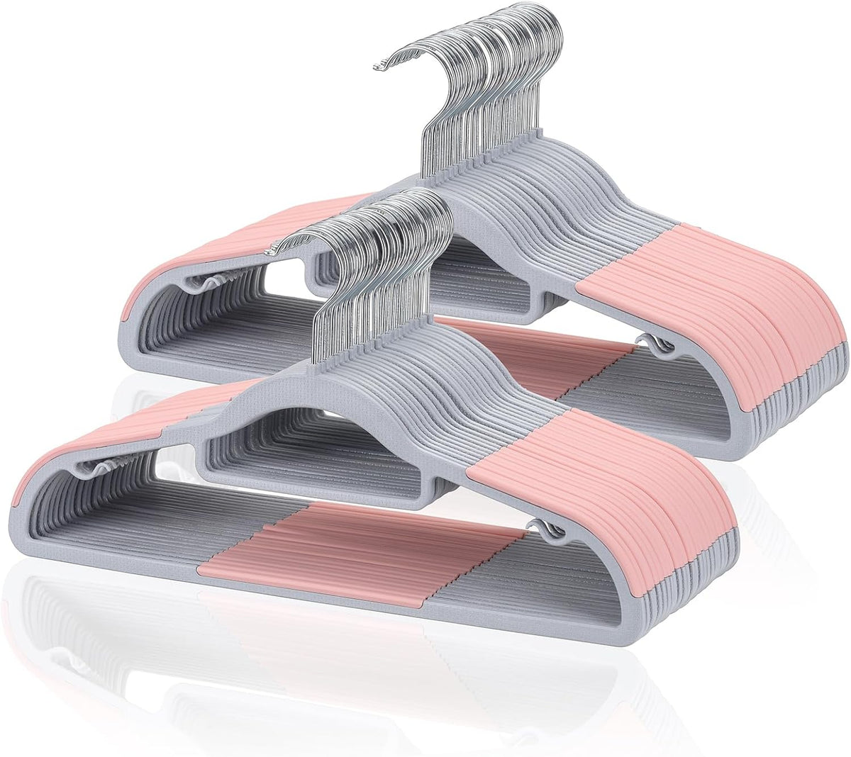 Tonswachic Coat Hanger, Space-Saving Plastic Clothes Hanger, 50 Pack, Pink