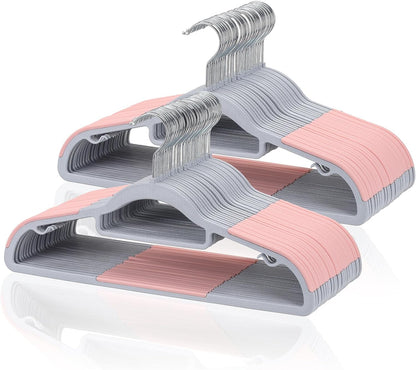Tonswachic Coat Hanger, Space-Saving Plastic Clothes Hanger, 50 Pack, Pink