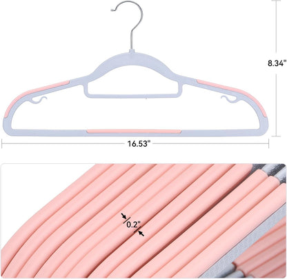 Tonswachic Coat Hanger, Space-Saving Plastic Clothes Hanger, 50 Pack, Pink