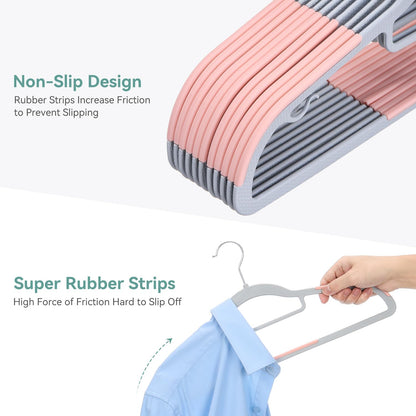Tonswachic Coat Hanger, Space-Saving Plastic Clothes Hanger, 50 Pack, Pink