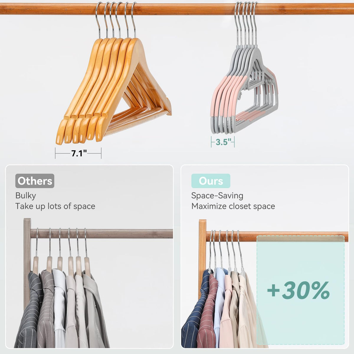 Tonswachic Coat Hanger, Space-Saving Plastic Clothes Hanger, 50 Pack, Pink