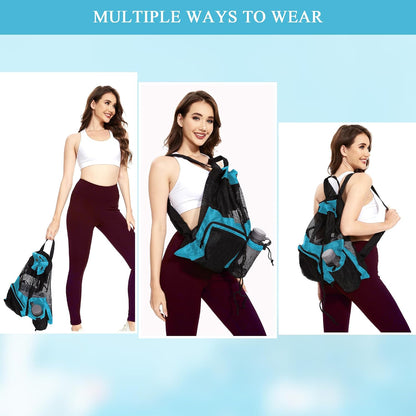 Gym Bags for Men Women Mesh Drawstring Backpack for Swim Sports Workout Gear Gifts for Swimmers Beach Pool Wrestling Backpack Cinch Bag With 3 Pockets Pink Medium