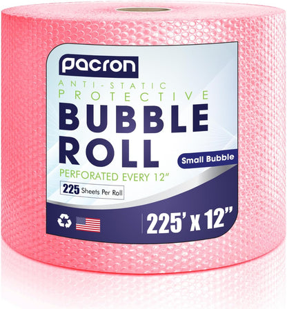 Anti-Static Bubble Roll Wrap 12" x 225', 1-Pack Perforated ESD Cushioning