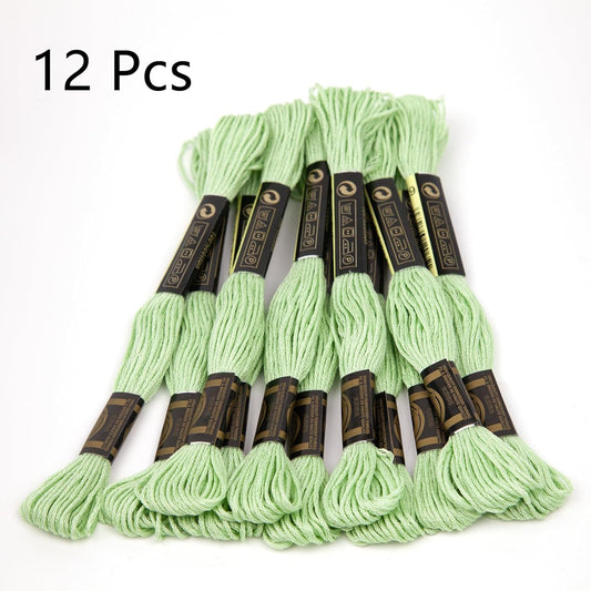 12 Skeins Embroidery Cotton Floss is 100% Egyptian Long Fiber Cotton of 8.75yds Each Cottons Cross Stitch Thread for Hand Embroidery DIY Creation and Friendship Bracelet String. (12, Light Pink)