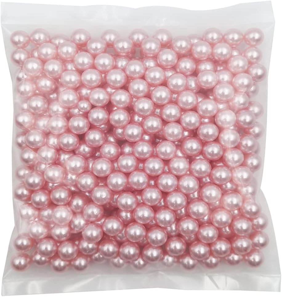 340pcs 12mm Pink ABS Undrilled Art Faux Pearls for Vase Fillers