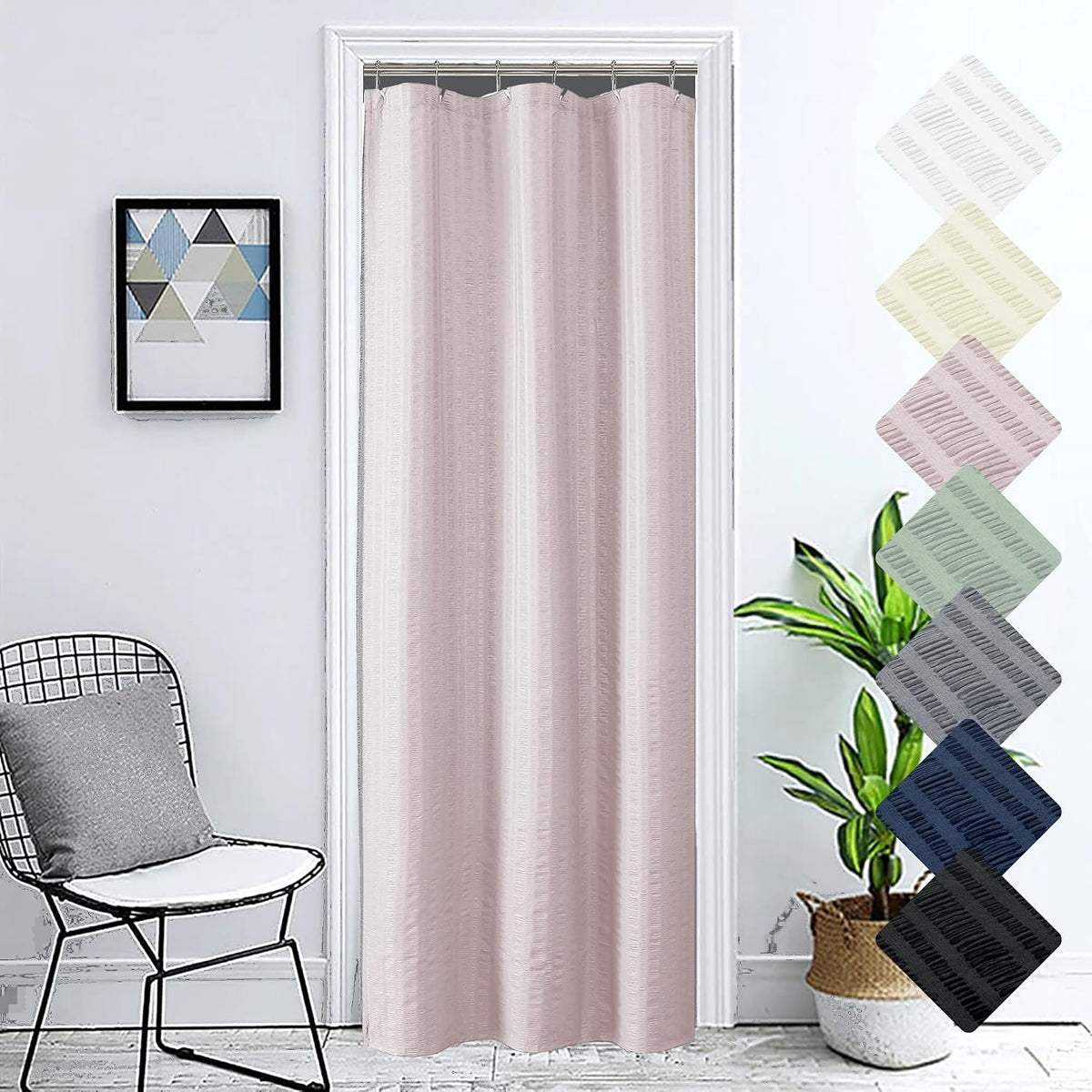 Moga Stall Fabric Shower Curtain - Soft & Lightweight Small Shower Curtain with Texture for Narrow Stall Size, Machine Washable, 36" Wx72 L, Pink