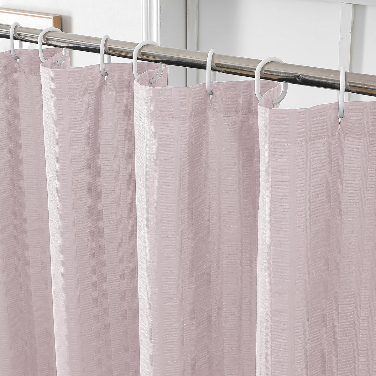 Moga Stall Fabric Shower Curtain - Soft & Lightweight Small Shower Curtain with Texture for Narrow Stall Size, Machine Washable, 36" Wx72 L, Pink
