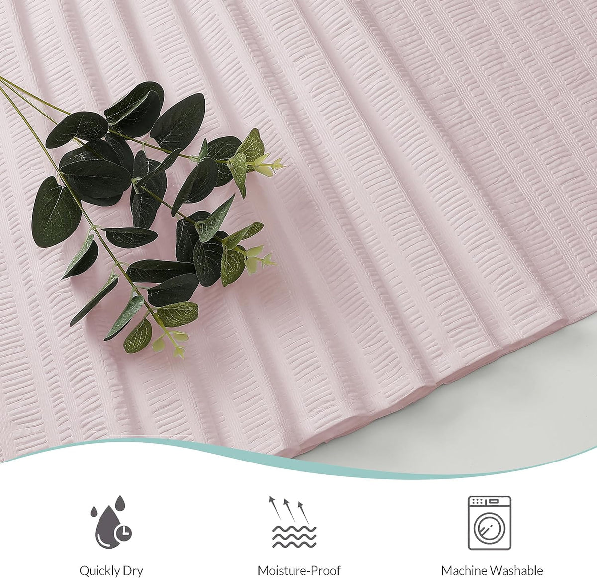 Moga Stall Fabric Shower Curtain - Soft & Lightweight Small Shower Curtain with Texture for Narrow Stall Size, Machine Washable, 36" Wx72 L, Pink