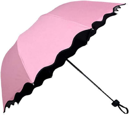 Travel Foldable compact Umbrellas Sun rain Umbrellas parasol with Met Water blomssom blooming material