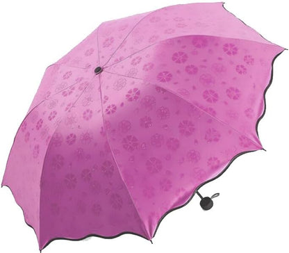 Travel Foldable compact Umbrellas Sun rain Umbrellas parasol with Met Water blomssom blooming material
