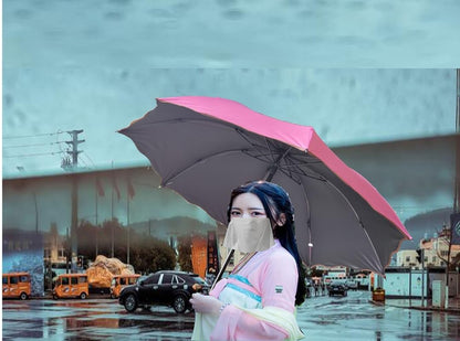 Travel Foldable compact Umbrellas Sun rain Umbrellas parasol with Met Water blomssom blooming material