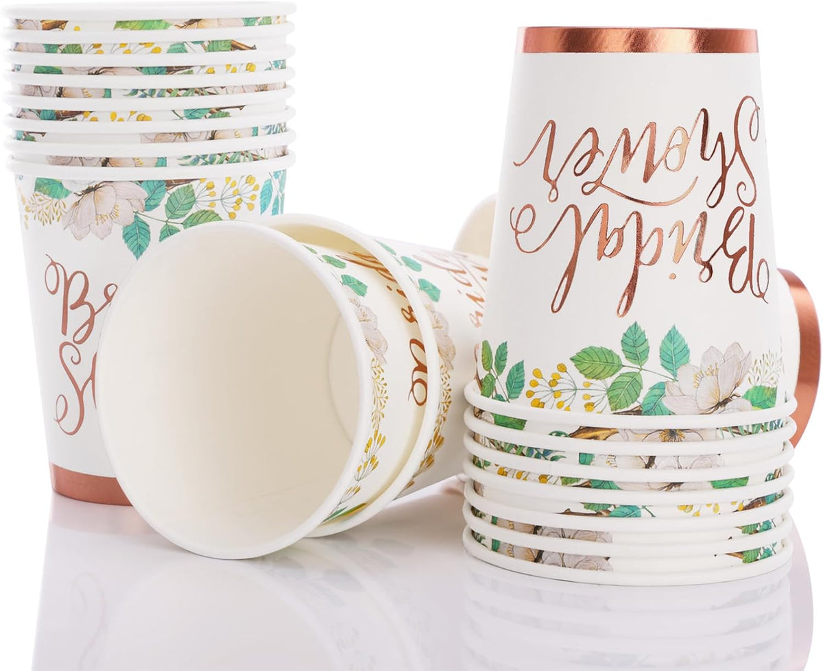 Rose Gold Bridal Shower Decorations, 168Pcs Bridal Shower Plates and Napkins Sets, Floral Paper Plates Serve 24, Love is In Bloom, Bride To Be, Wedding Shower, Bachelorette Party