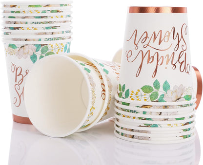 Rose Gold Bridal Shower Decorations, 168Pcs Bridal Shower Plates and Napkins Sets, Floral Paper Plates Serve 24, Love is In Bloom, Bride To Be, Wedding Shower, Bachelorette Party