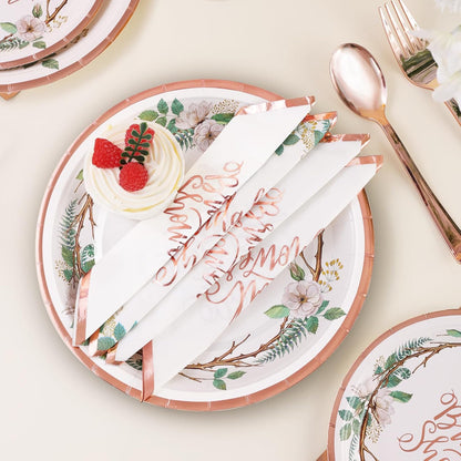 Rose Gold Bridal Shower Decorations, 168Pcs Bridal Shower Plates and Napkins Sets, Floral Paper Plates Serve 24, Love is In Bloom, Bride To Be, Wedding Shower, Bachelorette Party