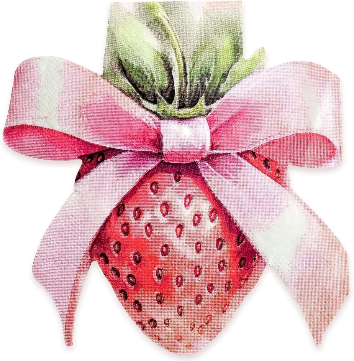 20Pcs Strawberry Paper Napkins - 2 Ply Strawberry Bow Shape Design Disposable Luncheon Napkin for Wedding, Girls Birthday Party and Tea Party - 6.3 x 5.9 In