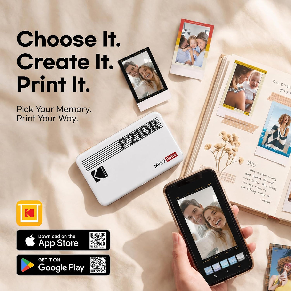 Mini 2 Retro 2x3 Portable Photo Printer, 4PASS, 38 Sheets, White