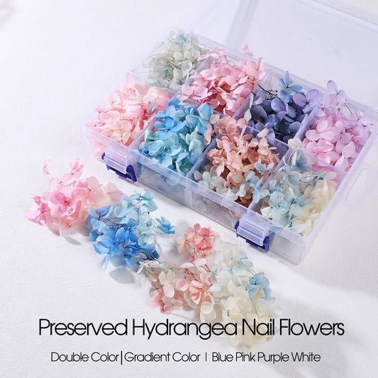 Nail Art Dried Pressed Flowers 1 Box 8 Colors 3D Gradient Dry Flowers for Nails Stickers Pink Blue Purple Real Natural Dry Flower for Nail Art Designs Decorations for DIY Manicure & Resin Crafts