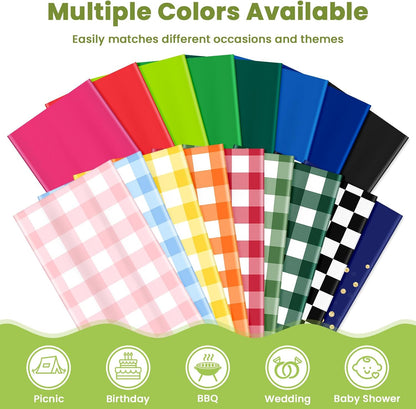 4 Pcs Pink Gingham Tablecloth 54×108in, Pink Checkered Table Cloth