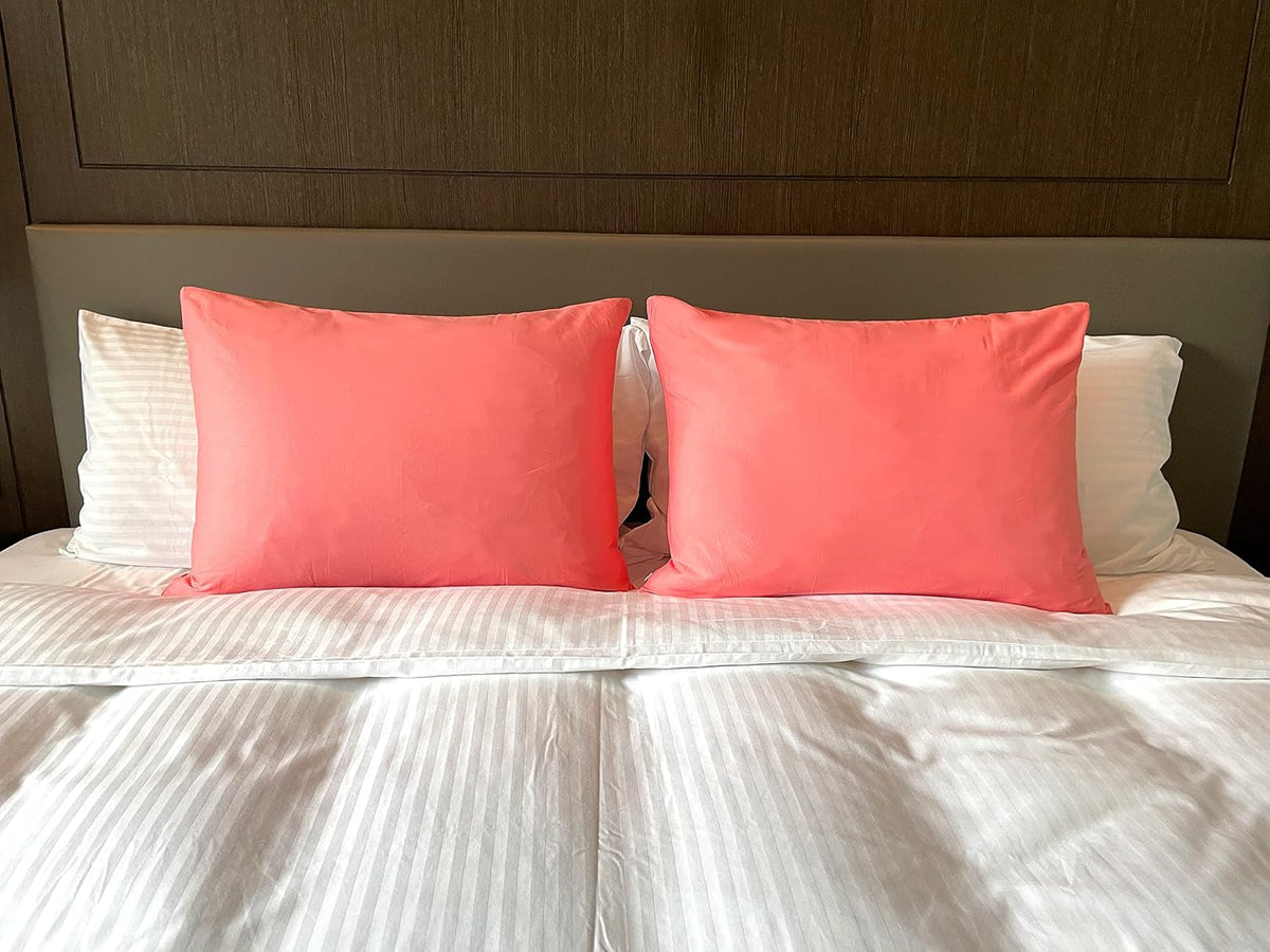 Soft 100% Egyptian Cotton Zipper Closure Pillowcases, Cozy and Lightweight Pillow Case, Set of 2, Coral Pink, Standard, 20" x 26"