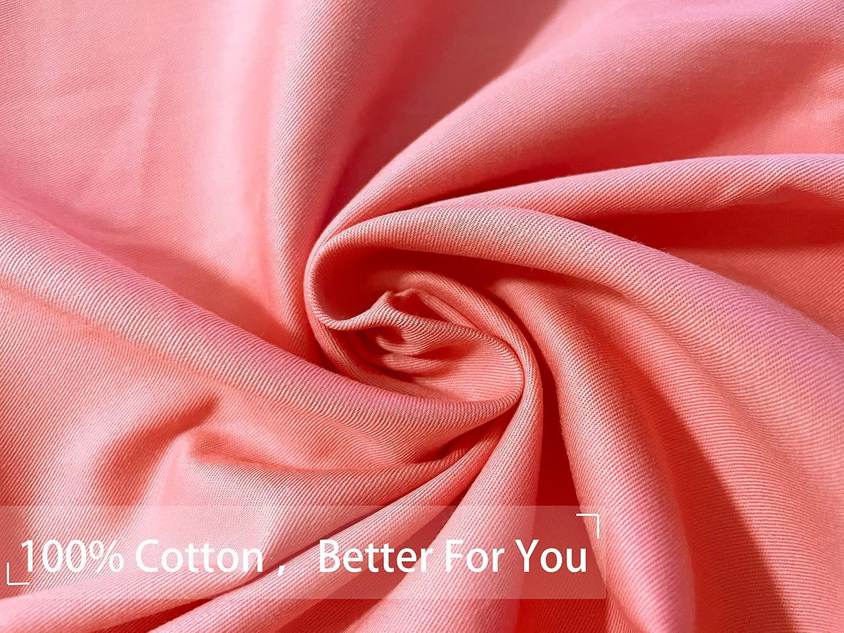 Soft 100% Egyptian Cotton Zipper Closure Pillowcases, Cozy and Lightweight Pillow Case, Set of 2, Coral Pink, Standard, 20" x 26"