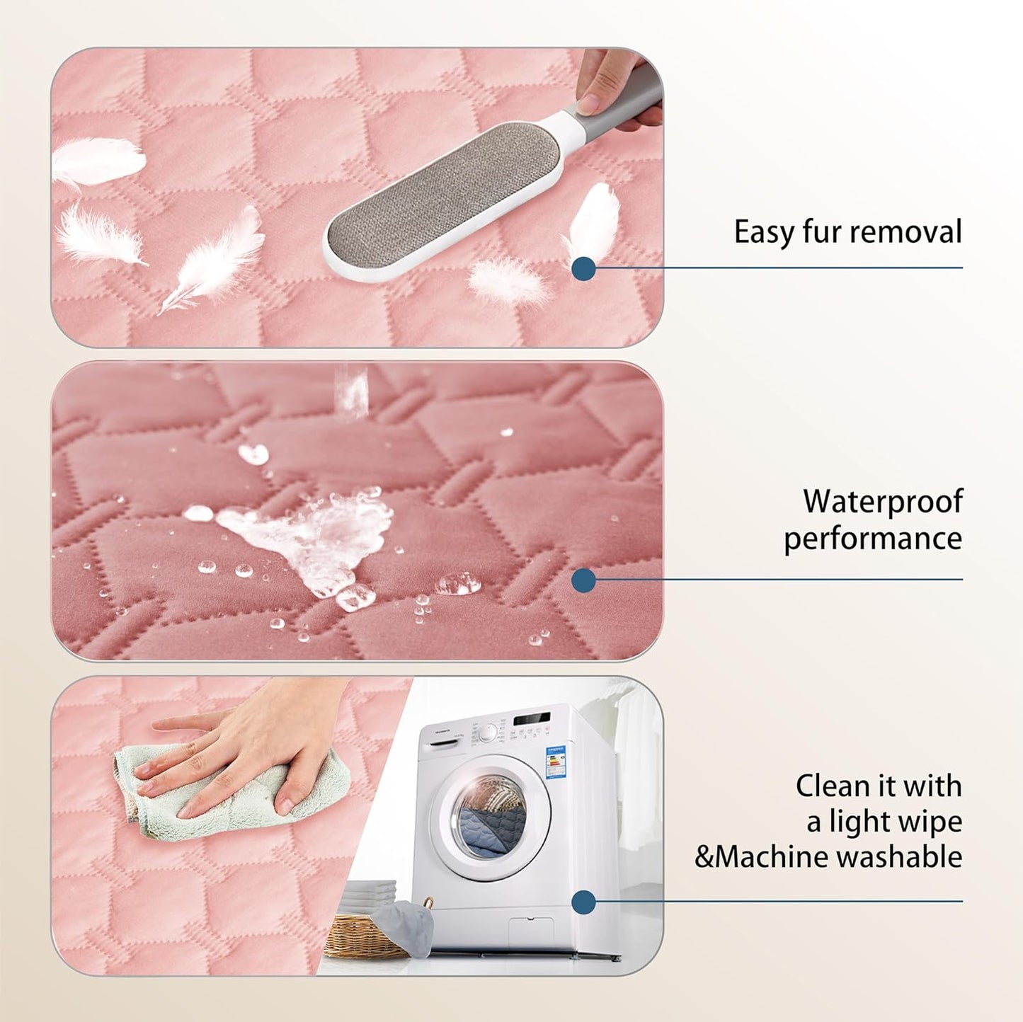 3X Stronger Waterproof Pet Blanket, Scratch Proof Furniture Protector for Dogs Cats, Reversible Cover 52x82 Inch, Dark Pink/Light Pink
