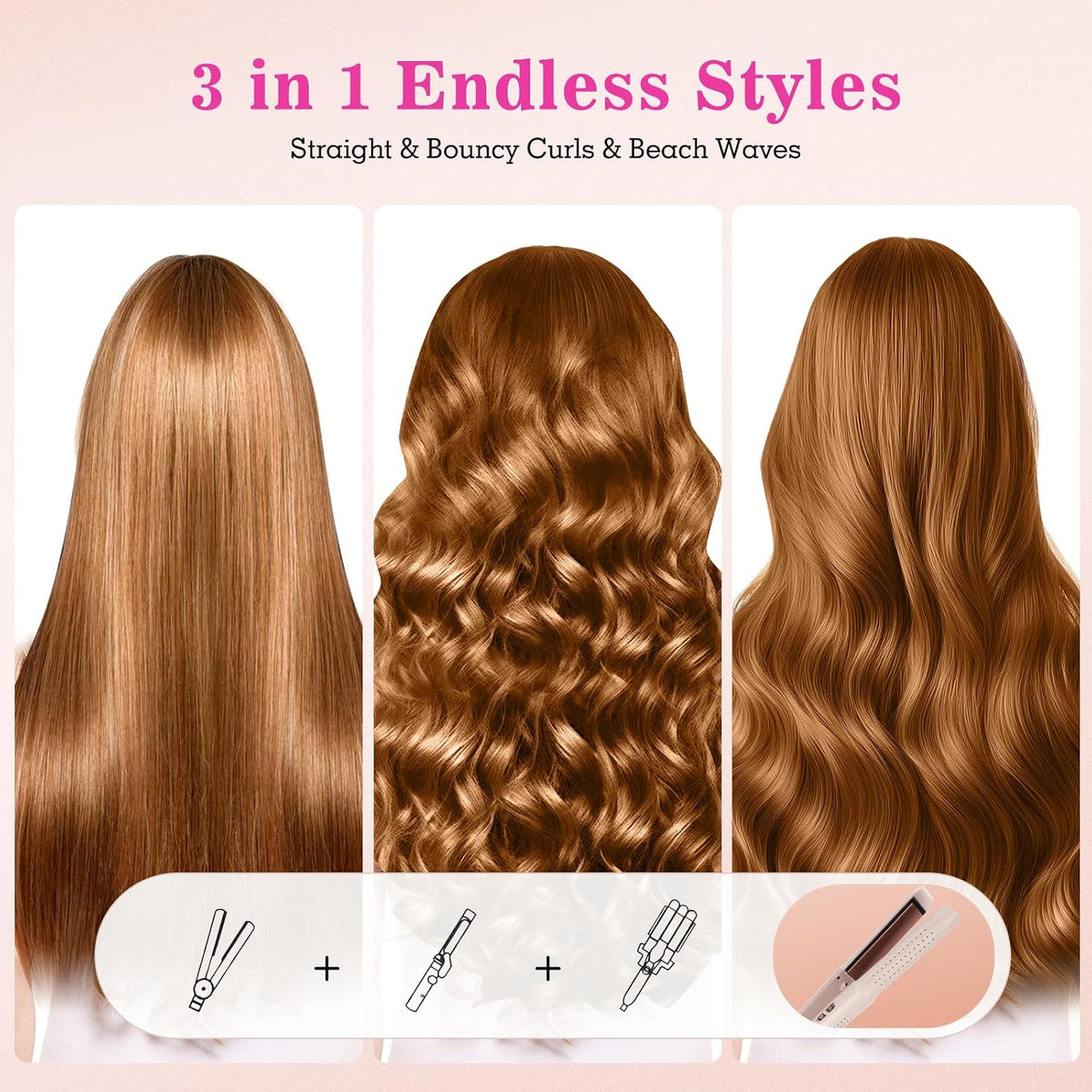 Hair Straightener and Curler Airflow Styler, Blush