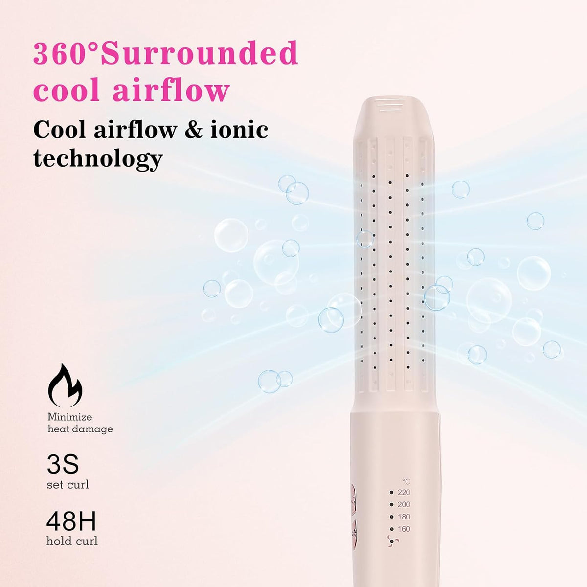 Hair Straightener and Curler Airflow Styler, Blush