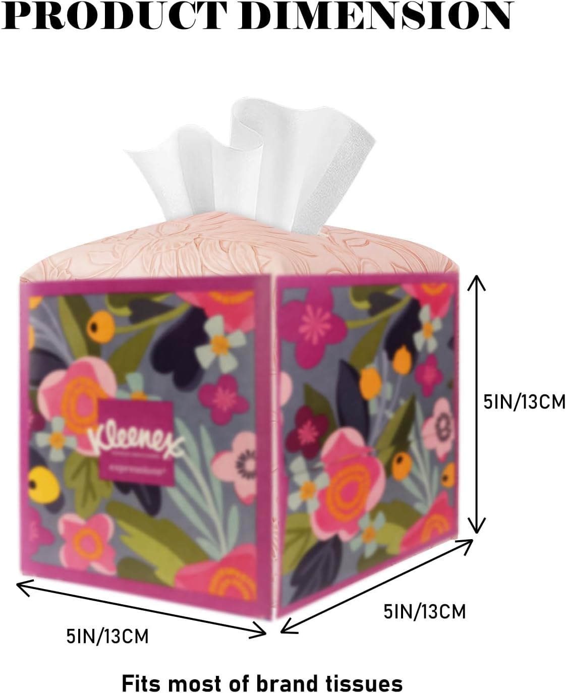 Tissue Box Holder Cover Square Tissue Cube Cover PU Leather Tissue Organizer with Bottom Belt for Bathroom, Tabletop, Kitchen, Night Stands, Office, Home, Car (1, RosyPink)