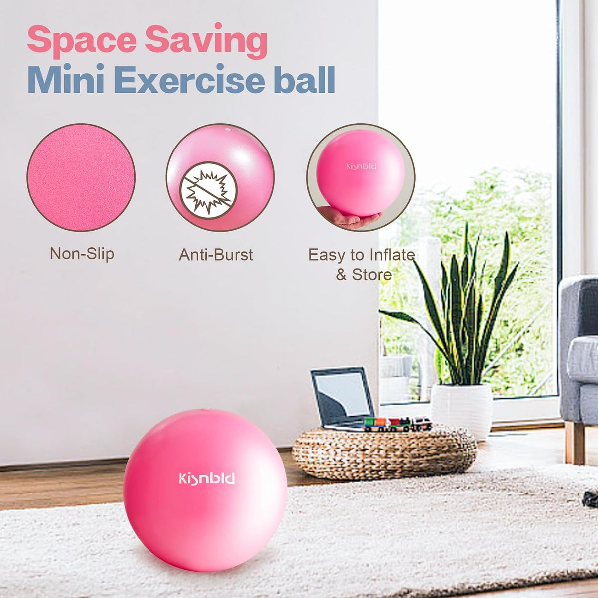 9 Inch Pilates Ball, Small Exercise Ball for Core &Physical Therapy