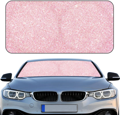 Windshield Sun Shade for Car Front Window Foldable UV Pink Sequins