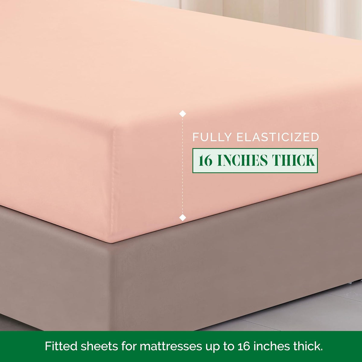 Luxurious 1500 Premium Hotel Quality Microfiber Three Line Embroidered Softest 4-Piece Bed Sheet Set, Wrinkle and Fade Resistant, Queen, Blush Pink