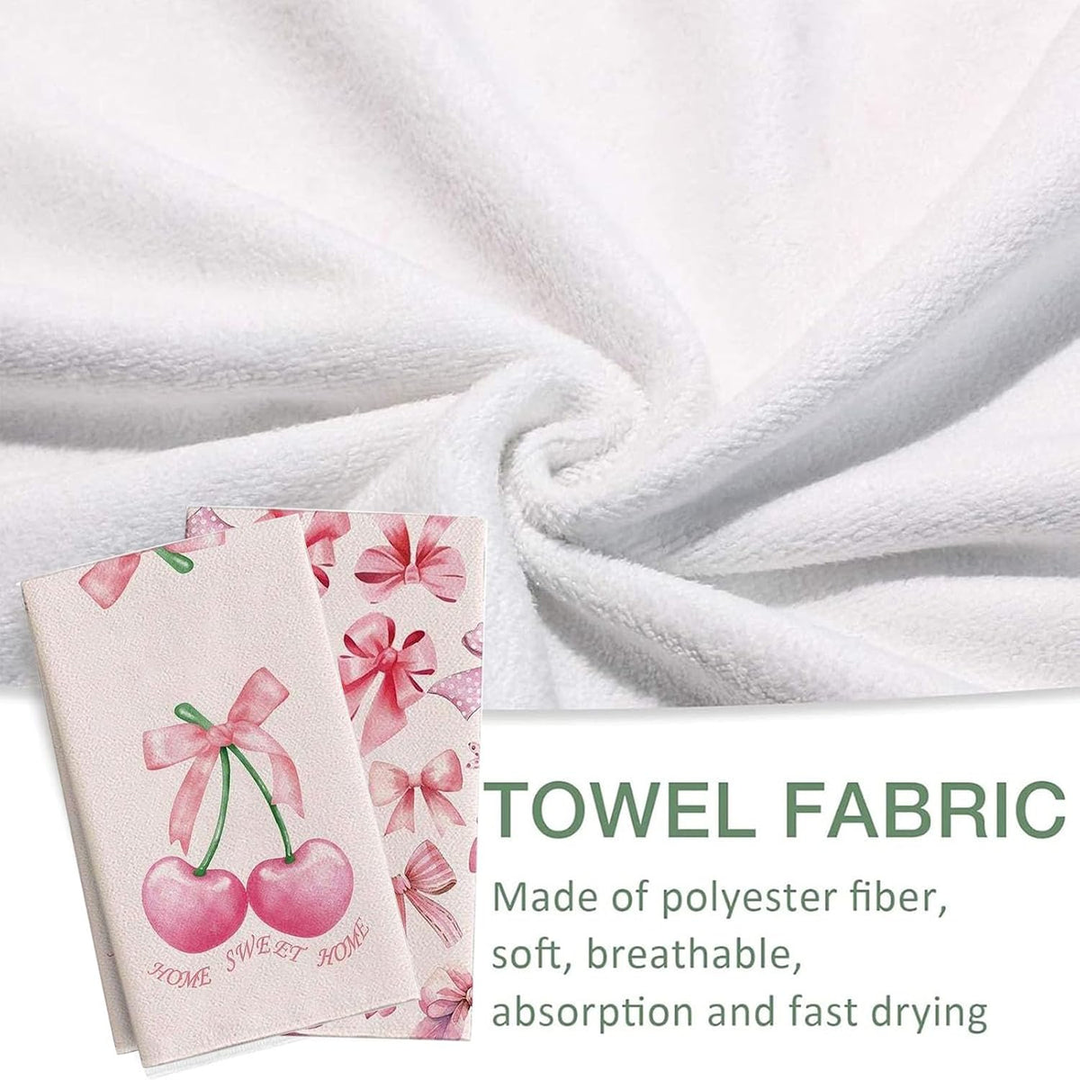 Bow & Cherry Pink 24 * 16 inch Microfiber Kitchen Towels, 2 Pack,Reusable Paper Tea Rags Hand Wash Cloths Dish Cleaning Towels for Kitchen Essentials Accesorios and Dishcloths Sets Rags