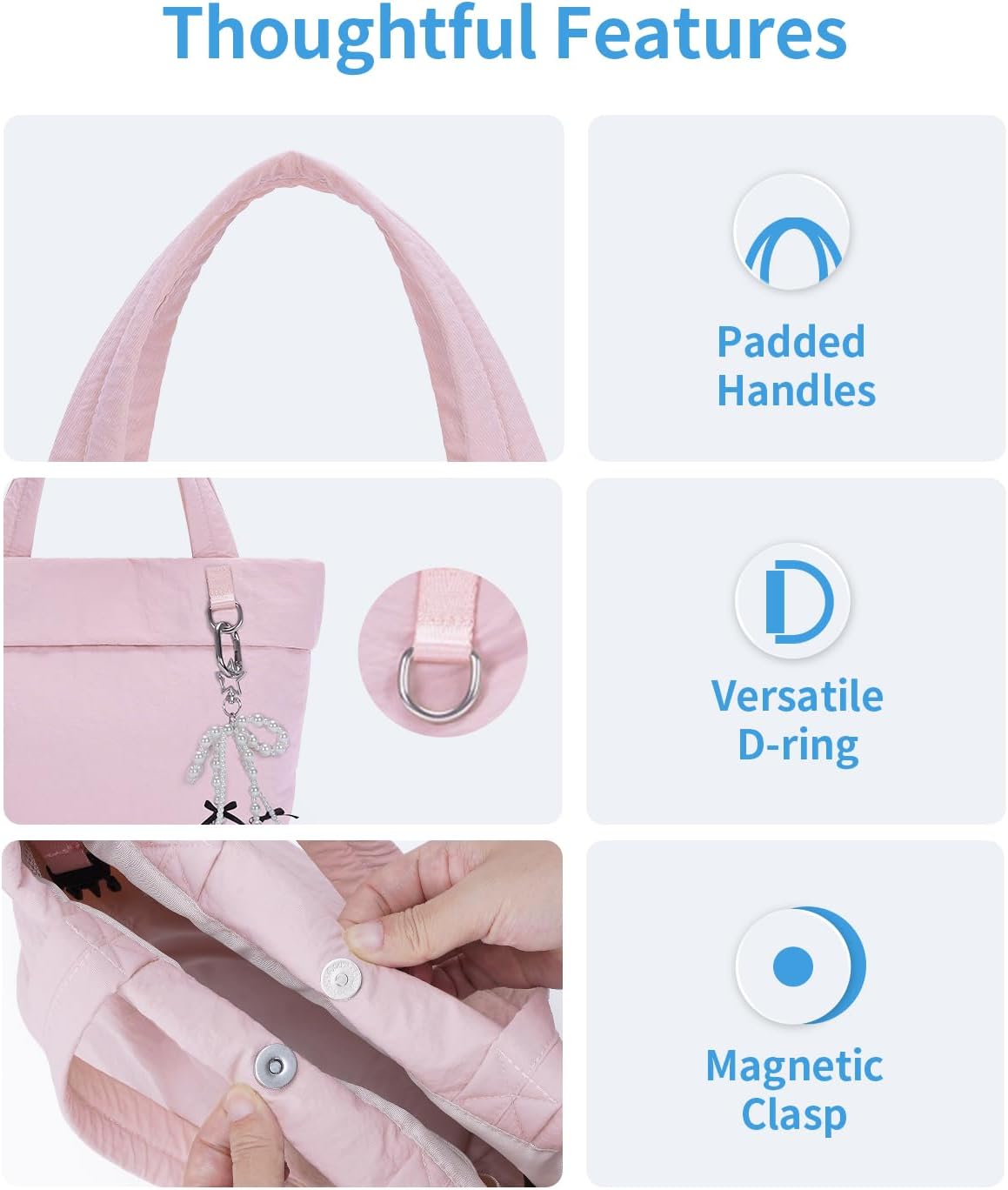 Small Tote Bags for Women, Lightweight Travel Purse Crossbody Bags, Casual Handbag Hobo Bag for Everyday Use and Work
