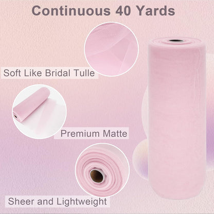Light Pink Tulle Fabric Roll 54 Inch 40 Yards, Large Tulle Spool Bolt