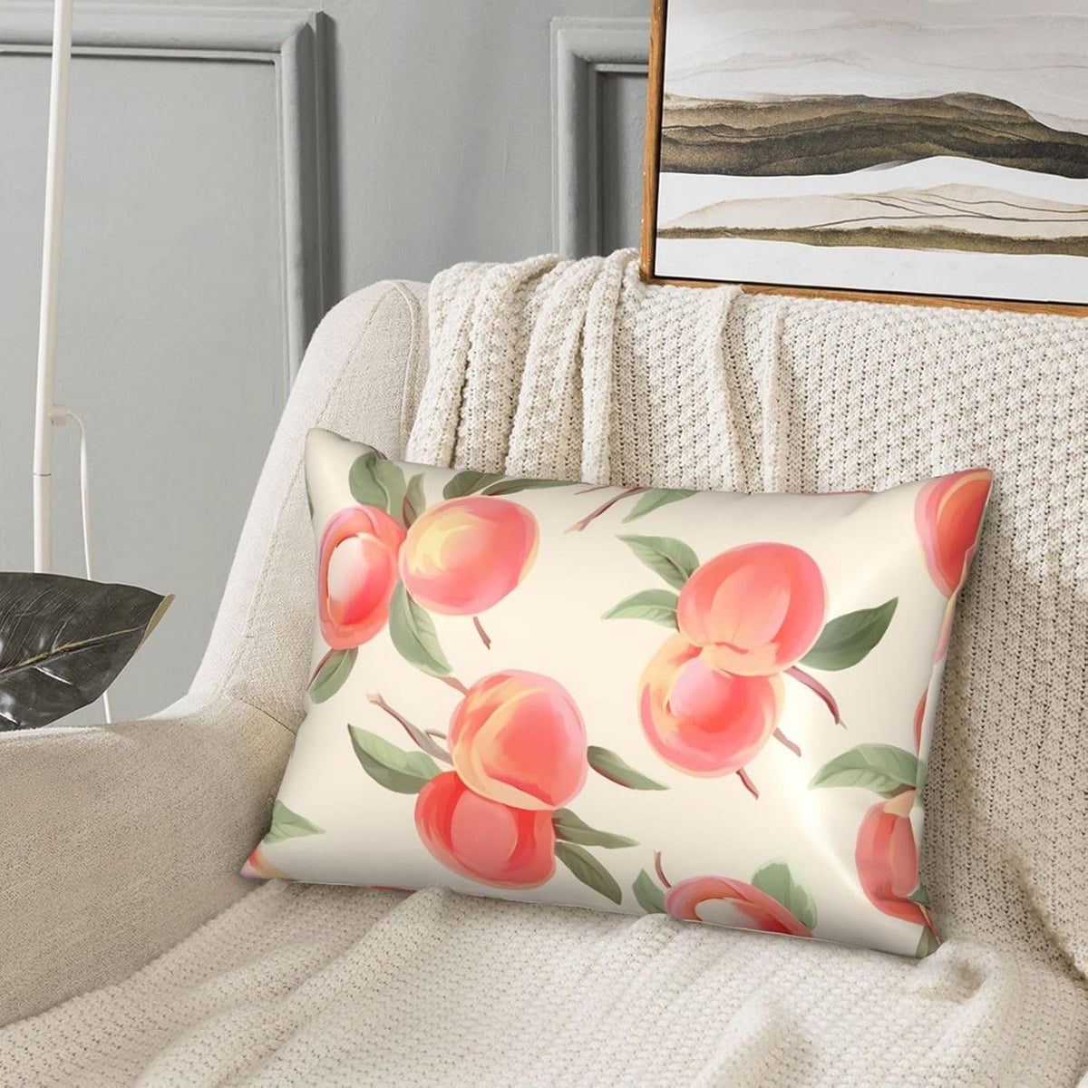 Satin Pillowcase for Hair and Skin, Pink Peach Pattern Pillow Cover Queen Size 20x30 Inch Soft Smooth Breathable Cooling Silky Pillow Cases with Hidden Zipper, Gifts for Women Men