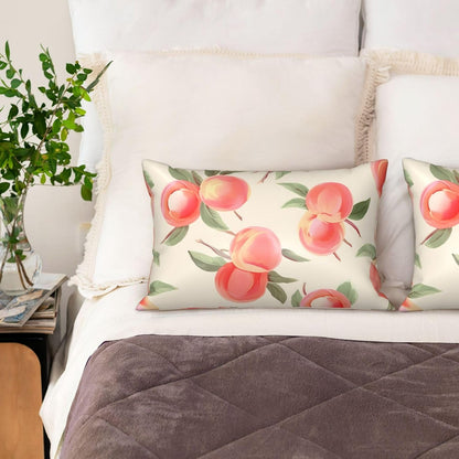 Satin Pillowcase for Hair and Skin, Pink Peach Pattern Pillow Cover Queen Size 20x30 Inch Soft Smooth Breathable Cooling Silky Pillow Cases with Hidden Zipper, Gifts for Women Men
