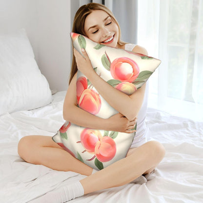 Satin Pillowcase for Hair and Skin, Pink Peach Pattern Pillow Cover Queen Size 20x30 Inch Soft Smooth Breathable Cooling Silky Pillow Cases with Hidden Zipper, Gifts for Women Men