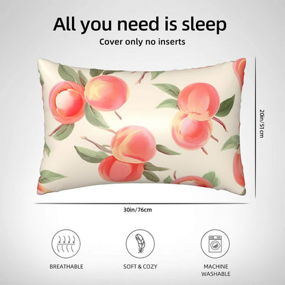 Satin Pillowcase for Hair and Skin, Pink Peach Pattern Pillow Cover Queen Size 20x30 Inch Soft Smooth Breathable Cooling Silky Pillow Cases with Hidden Zipper, Gifts for Women Men