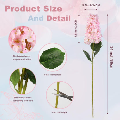 Pink Hydrangea Artificial Flowers 33.5" Conical Faux Hydrangeas
