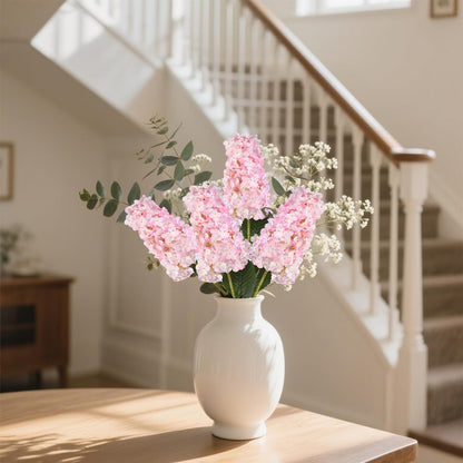 Pink Hydrangea Artificial Flowers 33.5" Conical Faux Hydrangeas