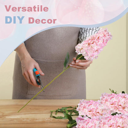 Pink Hydrangea Artificial Flowers 33.5" Conical Faux Hydrangeas