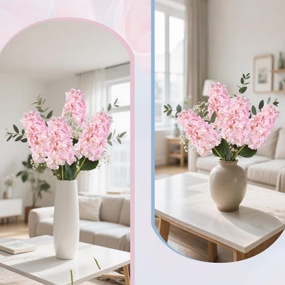 Pink Hydrangea Artificial Flowers 33.5" Conical Faux Hydrangeas